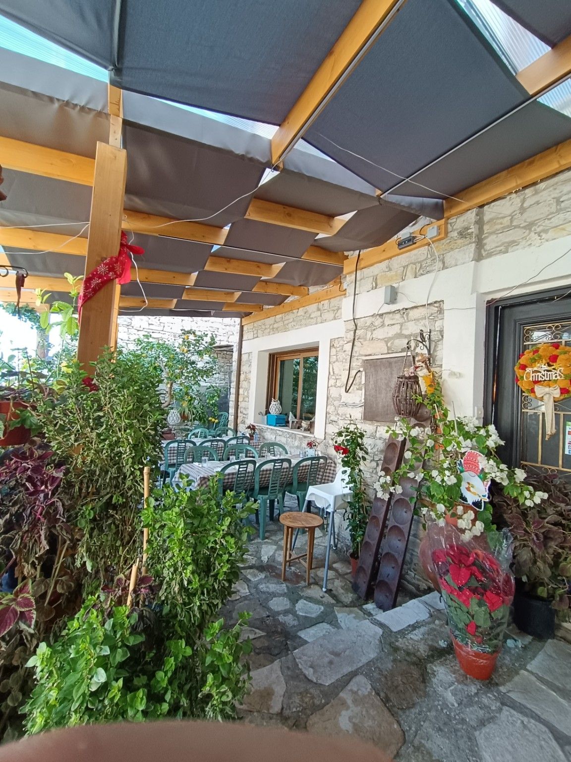 Covered outdoor seating area